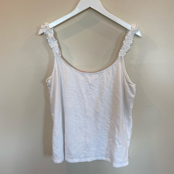 Boden Ruffle Strap Tank Top White Cotton Womens Size 14 - Picture 1 of 6